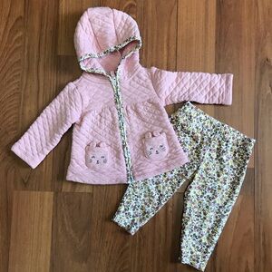 Carter’s Baby Girl Quilted Zip-Up with Floral Leggings Size 9 Months